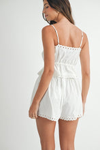 Load image into Gallery viewer, NEWEST ARRIVAL White Front Tie Eyelet Shorts Set

