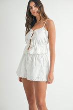 Load image into Gallery viewer, NEWEST ARRIVAL White Front Tie Eyelet Shorts Set
