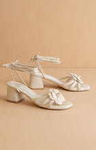 Load image into Gallery viewer, NEWEST ARRIVAL Off White 3D Flower Lace Up Heels
