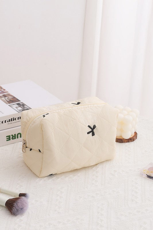 LAST ONE Cream/Black Bow Pouch Bag