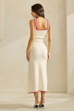 Load image into Gallery viewer, Cream Tropical Embroidered Knit Maxi Dress
