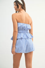 Load image into Gallery viewer, NEWEST ARRIVAL Blue Gingham Print Shorts Set
