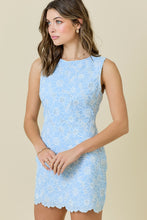 Load image into Gallery viewer, Light Blue Eyelet Sleeveless Mini Dress
