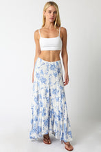 Load image into Gallery viewer, Blue Floral Front Tie Maxi Skirt Set
