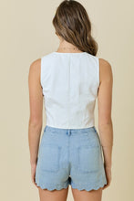 Load image into Gallery viewer, NEWEST ARRIVAL White Denim Front Tie Vest
