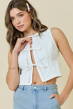 Load image into Gallery viewer, NEWEST ARRIVAL White Denim Front Tie Vest
