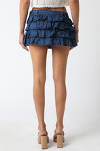 Load image into Gallery viewer, LAST ONE FINAL SALE Denim Ruffle Super Mini Skirt
