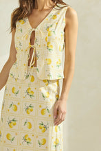 Load image into Gallery viewer, NEWEST ARRIVAL Lemon Front Tie Midi Skirt Set
