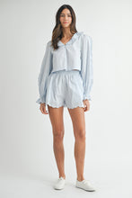 Load image into Gallery viewer, LAST ONE FINAL SALE Blue Scallop Long Sleeve Shorts Set
