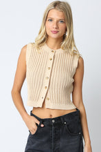 Load image into Gallery viewer, NEWEST ARRIVAL Natural Tan Button Down Knit Sweater Vest
