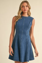 Load image into Gallery viewer, LAST ONE Dark Denim Back Out Bow Dress
