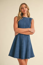 Load image into Gallery viewer, LAST ONE Dark Denim Back Out Bow Dress
