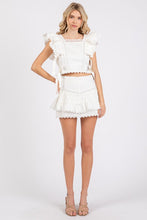 Load image into Gallery viewer, NEWEST ARRIVAL White Ruffle and Lace Mini Skirt Set

