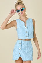 Load image into Gallery viewer, LAST ONE Blue Jacquard Skirt Set

