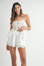 Load image into Gallery viewer, NEWEST ARRIVAL White Eyelet Peplum Shorts Set
