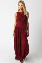 Load image into Gallery viewer, NEWEST ARRIVAL Burgundy Ruched Maxi Dress
