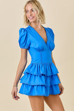 Load image into Gallery viewer, RESTOCKED Royal Blue Poplin Tiered Romper Dress
