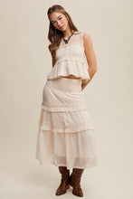 Load image into Gallery viewer, NEWEST ARRIVAL Cream Sheer Organza Midi Skirt Set
