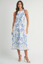 Load image into Gallery viewer, Blue Floral Cut Out Midi Dress
