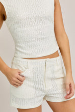 Load image into Gallery viewer, LAST ONE FINAL SALE White Flower Sequin Shorts Set
