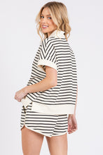 Load image into Gallery viewer, NEWEST ARRIVAL Ivory/Black Striped Comfy Shorts Set

