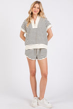 Load image into Gallery viewer, NEWEST ARRIVAL Ivory/Black Striped Comfy Shorts Set

