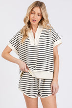 Load image into Gallery viewer, NEWEST ARRIVAL Ivory/Black Striped Comfy Shorts Set
