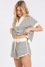 Load image into Gallery viewer, NEWEST ARRIVAL Ivory/Black Striped Comfy Shorts Set
