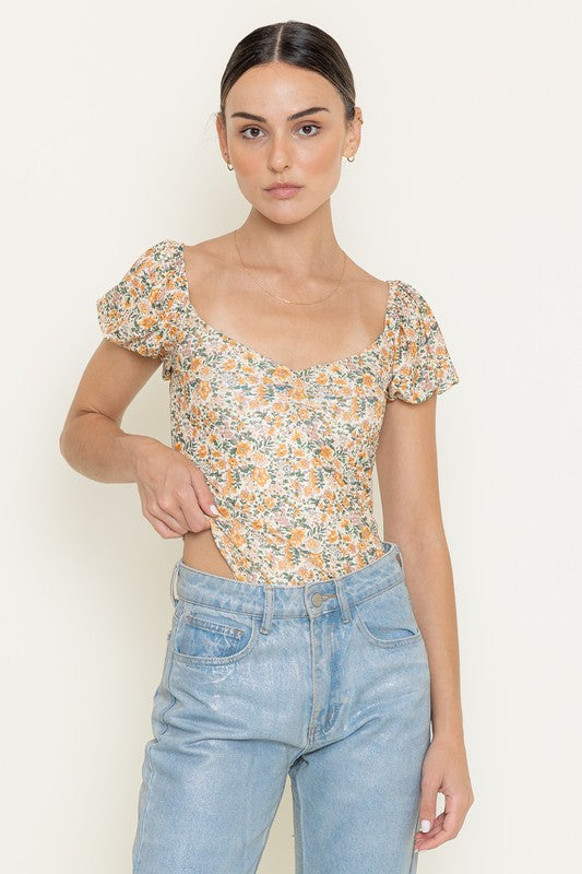 NEWEST ARRIVAL Ivory Floral Bodysuit