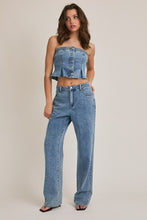 Load image into Gallery viewer, NEWEST ARRIVAL Denim Button Front Tube Top
