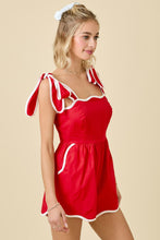 Load image into Gallery viewer, NEWEST ARRIVAL Red Shoulder Tie Romper

