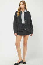 Load image into Gallery viewer, NEWEST ARRIVAL Black Denim Oversized Jacket Skort Set
