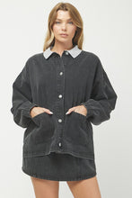 Load image into Gallery viewer, NEWEST ARRIVAL Black Denim Oversized Jacket Skort Set
