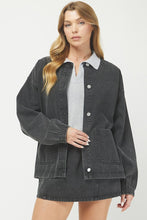 Load image into Gallery viewer, NEWEST ARRIVAL Black Denim Oversized Jacket Skort Set
