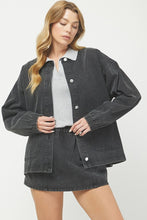 Load image into Gallery viewer, NEWEST ARRIVAL Black Denim Oversized Jacket Skort Set
