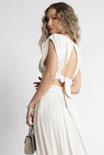 Load image into Gallery viewer, LAST ONE Cream Linen Tie Back Midi Skirt Set
