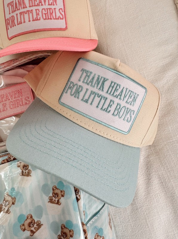 NEWEST ARRIVAL Blue Thank Heaven for Little Boys Trucker Hat
