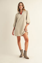 Load image into Gallery viewer, NEWEST ARRIVAL Cream Textured Contrast Trim Comfy Dress
