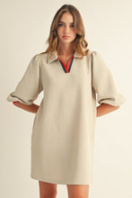 Load image into Gallery viewer, NEWEST ARRIVAL Cream Textured Contrast Trim Comfy Dress

