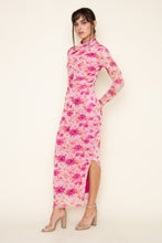 Load image into Gallery viewer, NEWEST ARRIVAL Pink Floral Mesh Maxi Dress
