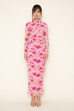 Load image into Gallery viewer, NEWEST ARRIVAL Pink Floral Mesh Maxi Dress
