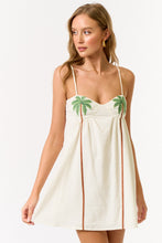 Load image into Gallery viewer, Ivory Palm Tree Bustier Linen Mini Dress
