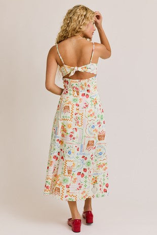 Strawberry and Fruit Maxi Dress