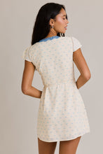 Load image into Gallery viewer, FINAL SALE Cream Blue Bow Wrap Mini Dress

