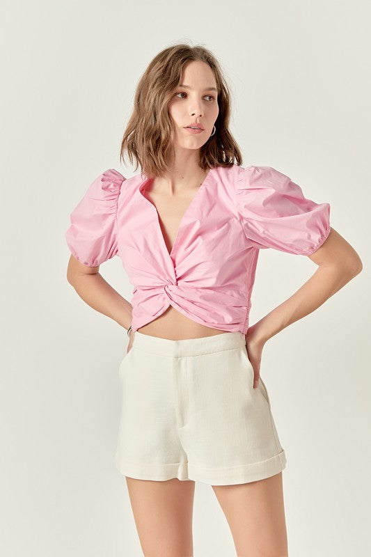FINAL SALE Pink Front Twist Blouse