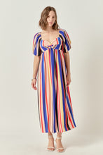 Load image into Gallery viewer, Tan/Royal Blue Striped Maxi Dress
