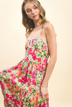 Load image into Gallery viewer, NEWEST ARRIVAL *PREORDER 4/1* Pink Floral Contrasting Stitch Midi Dress
