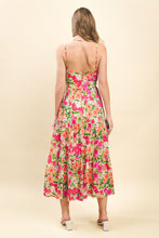 Load image into Gallery viewer, NEWEST ARRIVAL *PREORDER 4/1* Pink Floral Contrasting Stitch Midi Dress
