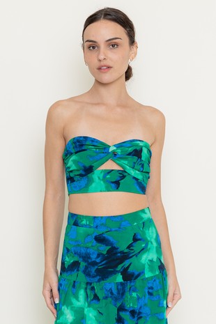 LAST ONE Bold Green/Blue Tropical Maxi Skirt Set