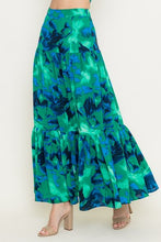 Load image into Gallery viewer, LAST ONE Bold Green/Blue Tropical Maxi Skirt Set
